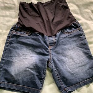 Maternity shorts denim blue jeans
